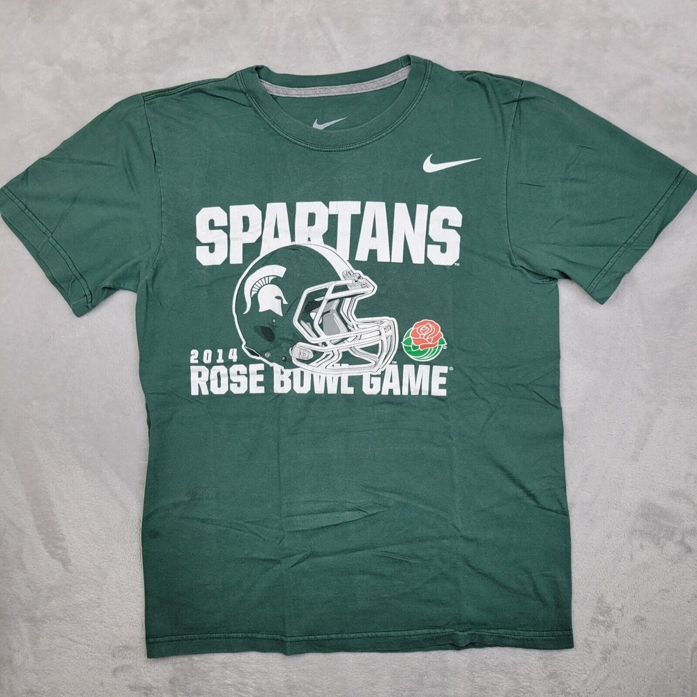 Michigan State Nike Shirt Men Small Team Sports Cotton Crew MSU Rose Bowl Adult